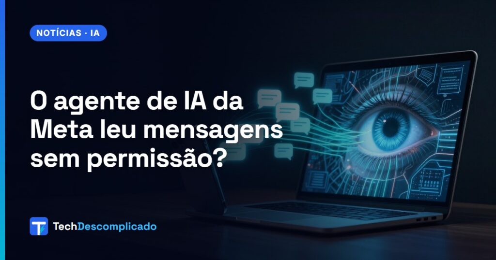 Mensagens saindo de um celular e de um notebook em direção a um olho digital de IA