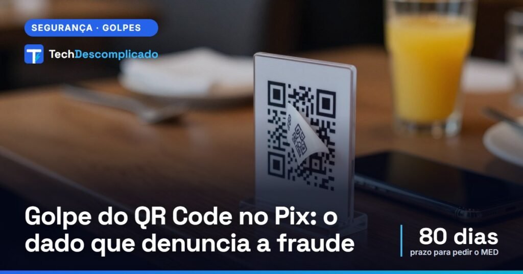 Plaquinha de QR Code numa mesa de restaurante com um adesivo de outro QR Code colado por cima (imagem ilustrativa gerada por IA)