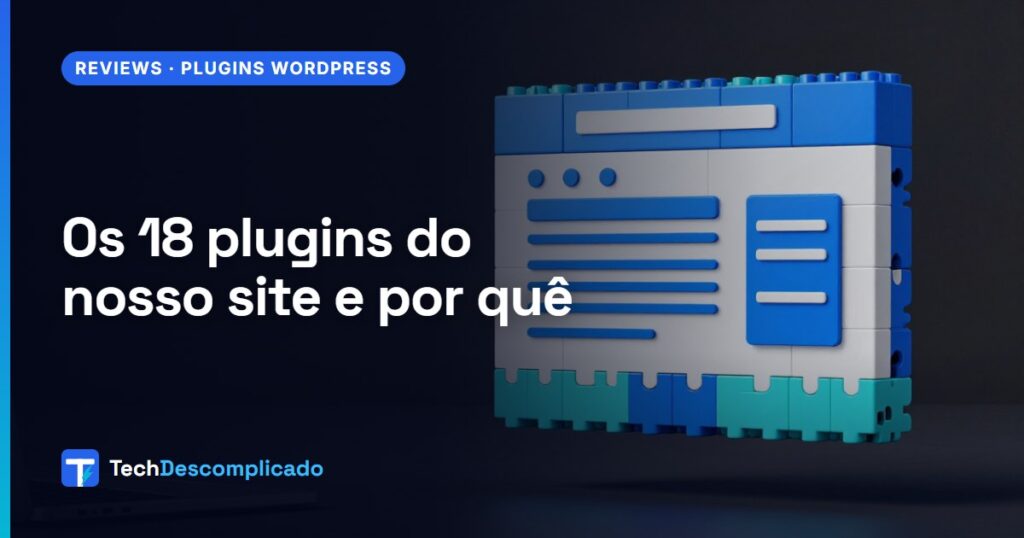 Blocos de montar azuis, ciano e brancos formando o layout de uma página de site sobre uma mesa escura