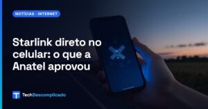 Capa: celular com a tela ligada mostrando o símbolo de satélite e as ondas de sinal